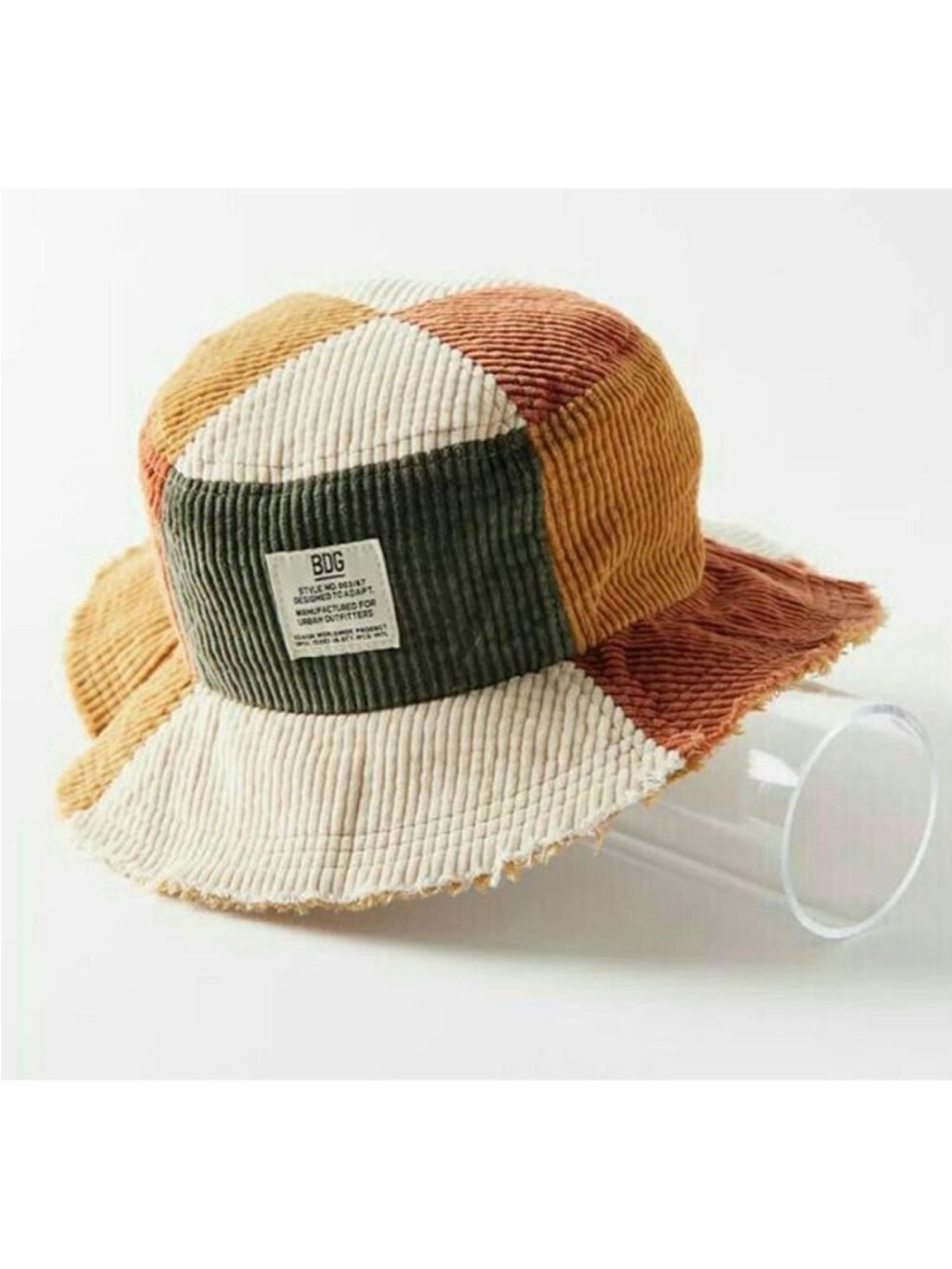 Urban Outfitters BDG Patchwork Corduroy Bucket Hat Multi-Color Earthy Tone OS